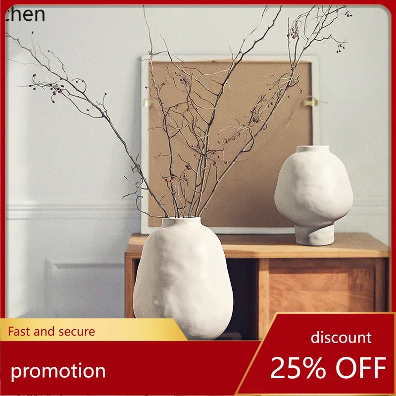 YFY Vintage Ceramic Vase with a High-End Feel for Entryway,   Flower Arrangement,   Large Belly Flower Vase Decorative Piece
