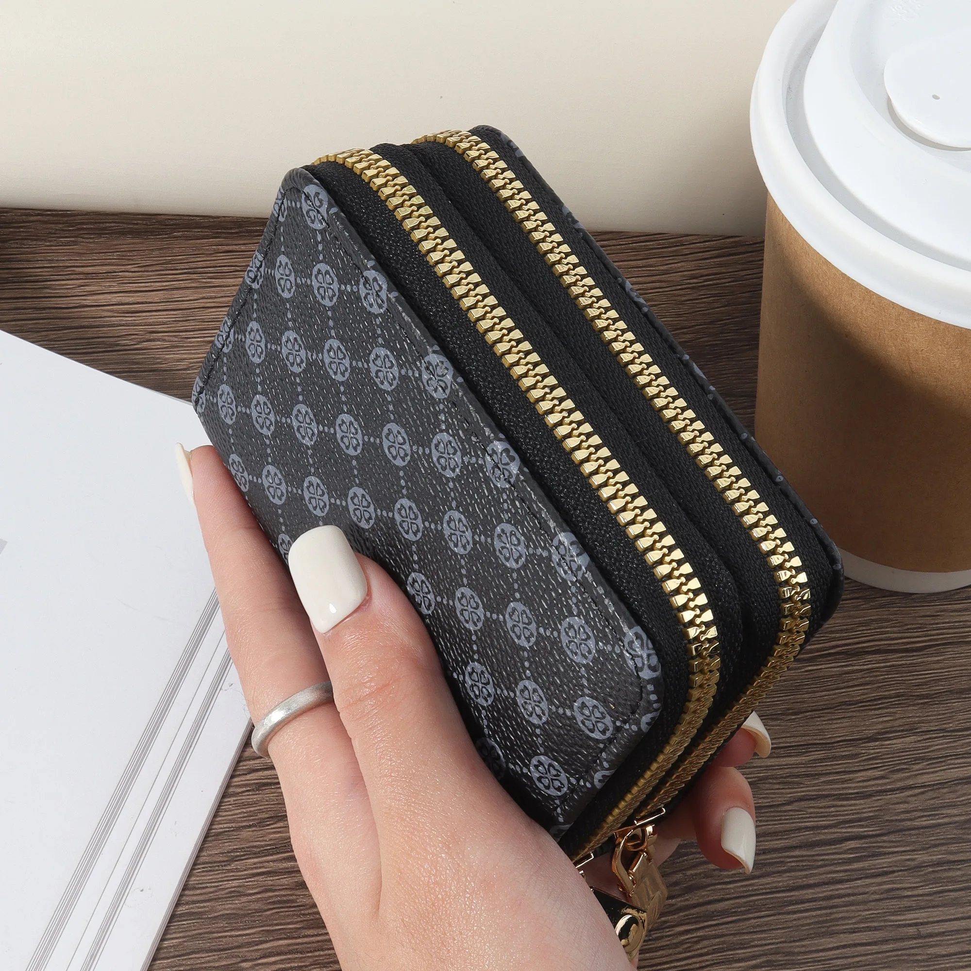 Versatile Double Zipper Credit Card Holder Bag, Trendy Card Short Wallet, Multi Card Slots Coin Purse