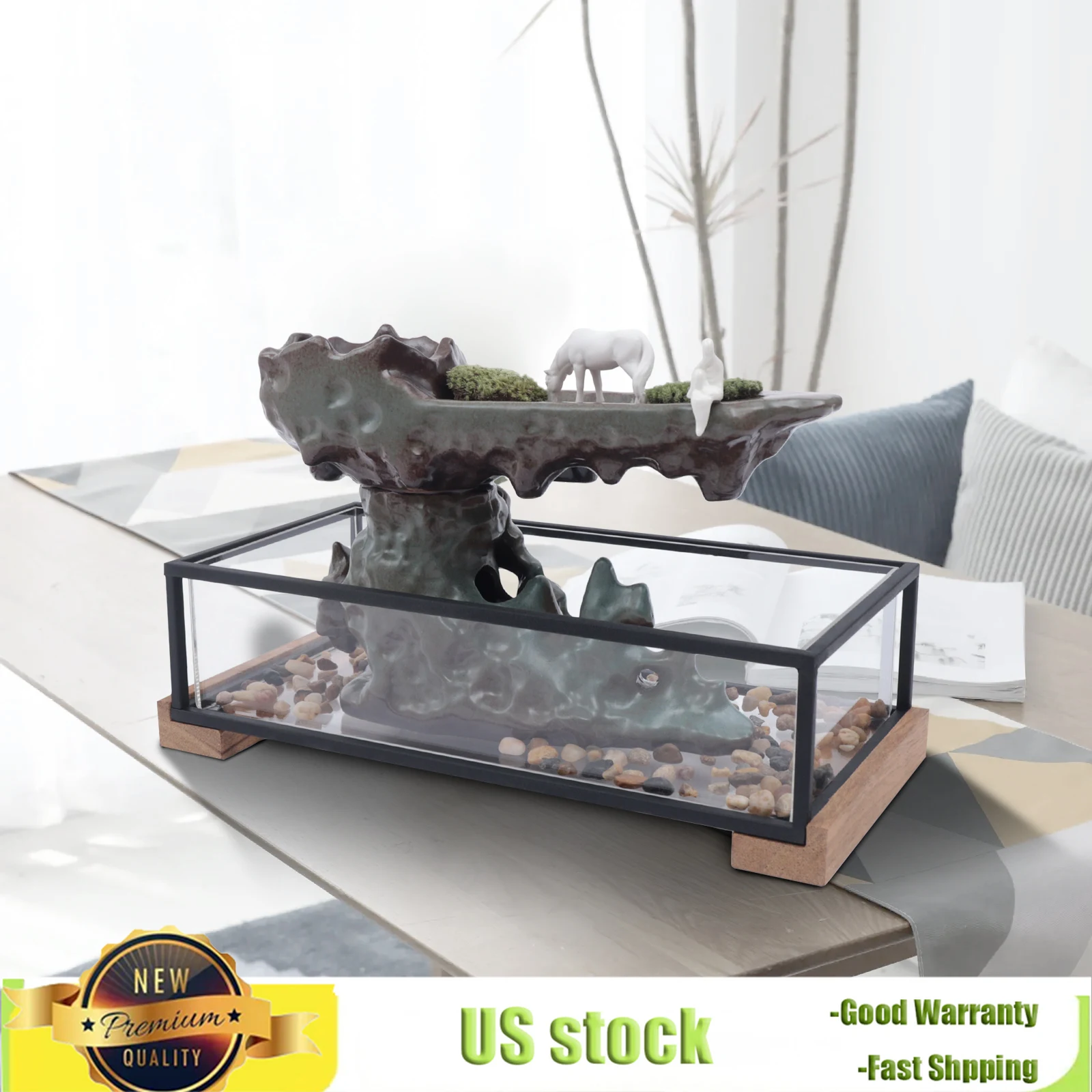 

Bymaocar Ceramic Flowing Ornaments, Simulating Waterfall Landscape Design, Home Decoration for Living Rooms, Bedrooms & Offices
