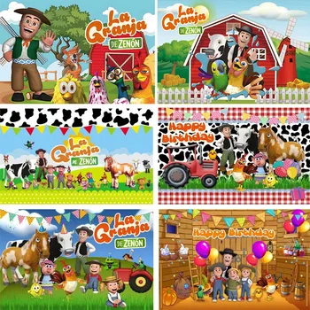 Yeşil çim çiftlik tema parti arka plan özel süslemeleri La Granja De Zenon Backdro fotoğraf arka fonu çocuklar 1st doğum günü bebek duş