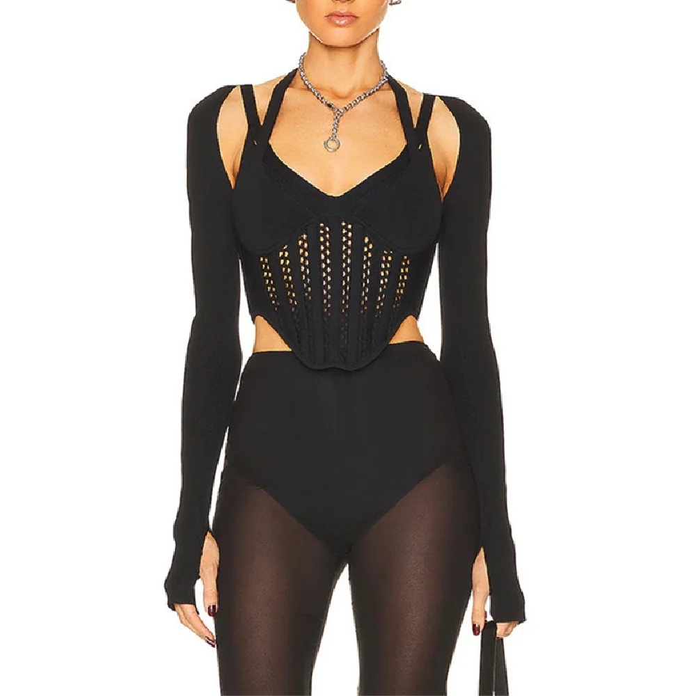 

traf 2025 summer women's vest t-shirt 2-piece set stretch corset sexy ladies top vest y2k New high quality party pullover bra
