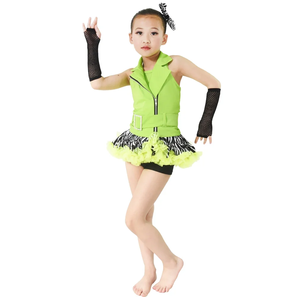 Girls Tap & Jazz Dancing Costume Stage Performance Cloth Competition Dresses Cheerful 5PCS