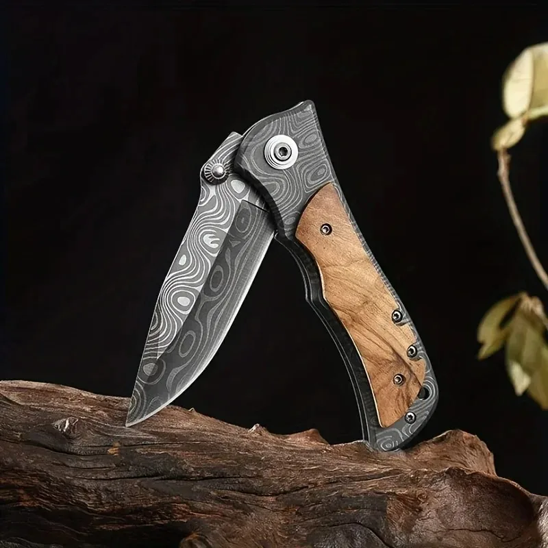 Damascus Steel Mini Sharp Small Folding Knife High Hardness Outdoor Portable Carrying Knife