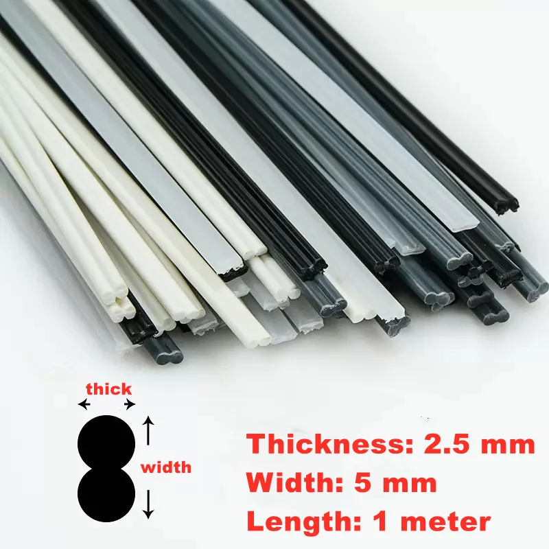 2-5M Plastic Welding Rods 5x2.5mm Black White PP/ABS/PVC/PE Welding Sticks Plastic Welder Gun Bumper Repair Welding Supplies