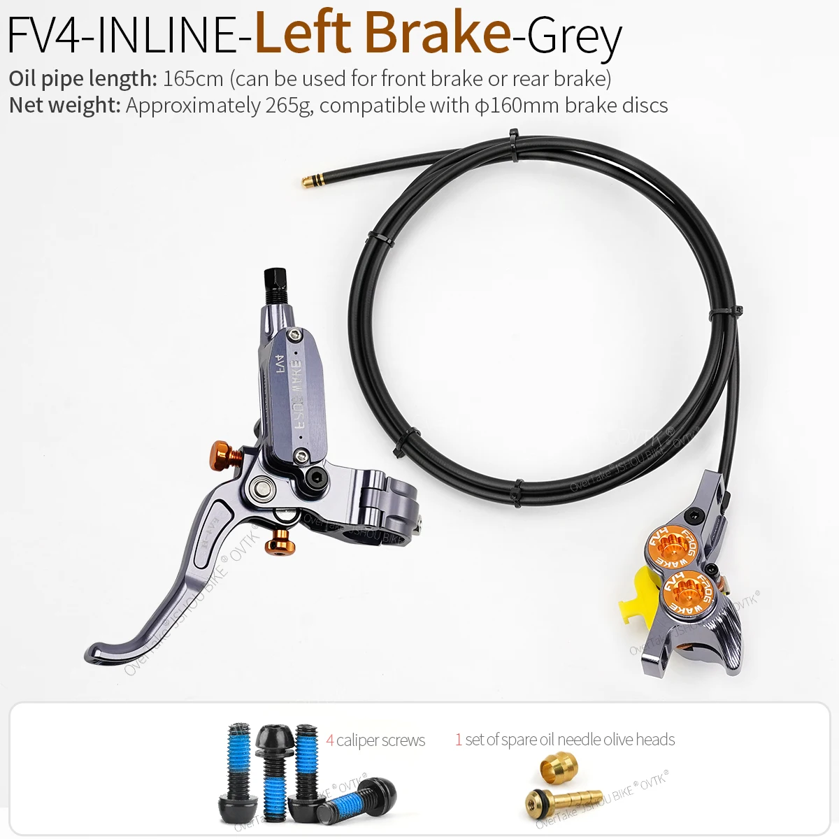 FROG WAKE FV4 4-piston hydraulic disc brake kit Split type aluminum inline radial Front /rear brake Grey/Silver/black bike part image 3
