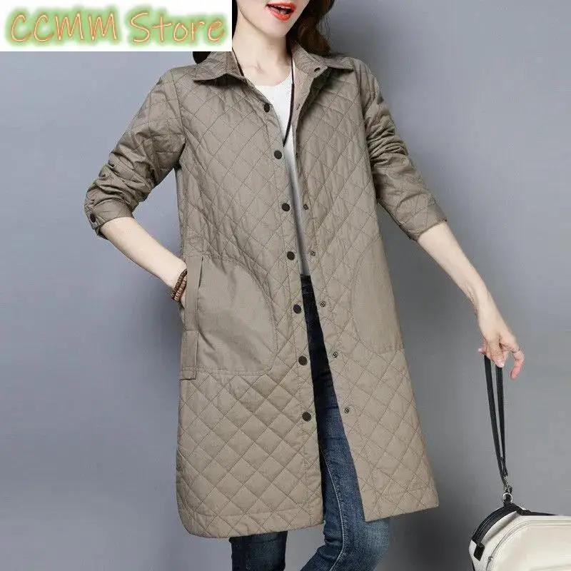 New 5Mid length  women parkas  Korean  Autumn Winter Fashion leisure Warm Rhombic Lattice Versatile Women parkas Outerwear