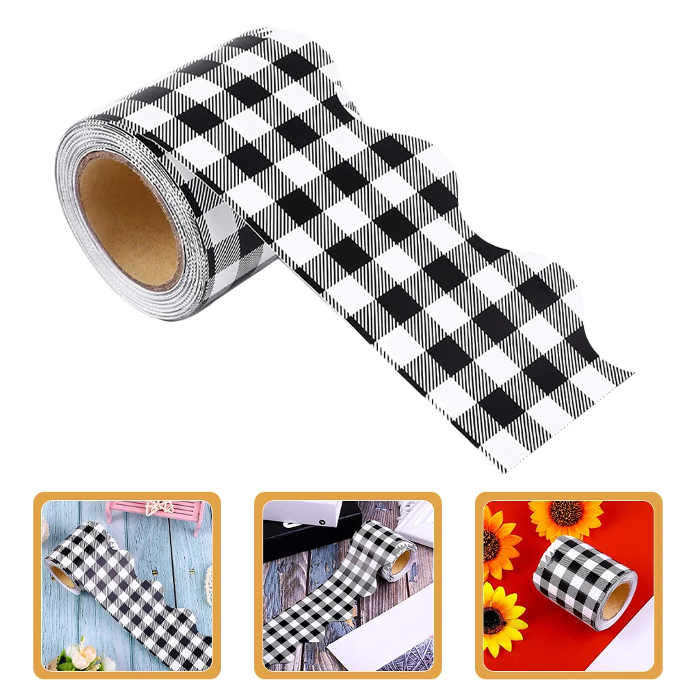 Stickers Black and White Grid Adorable Border Removable Trim Bulletin Board Borders Classroom Cartoon Pattern Accessory Paper