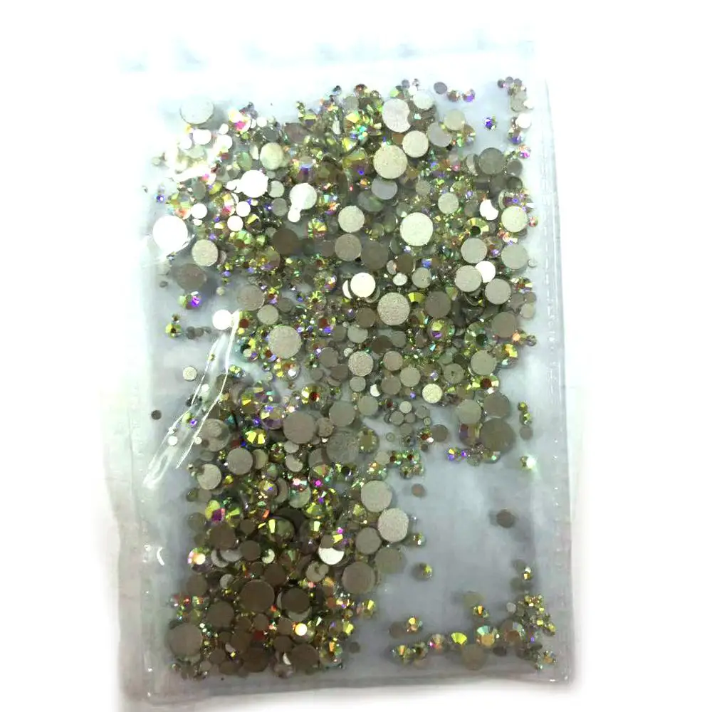 2020 Mix Size Mix Colors 1000PCS/Pack Crystal Non Hotfix Flatback Rhinestones Nail Rhinestones For Nails 3D Nail Art Decoration