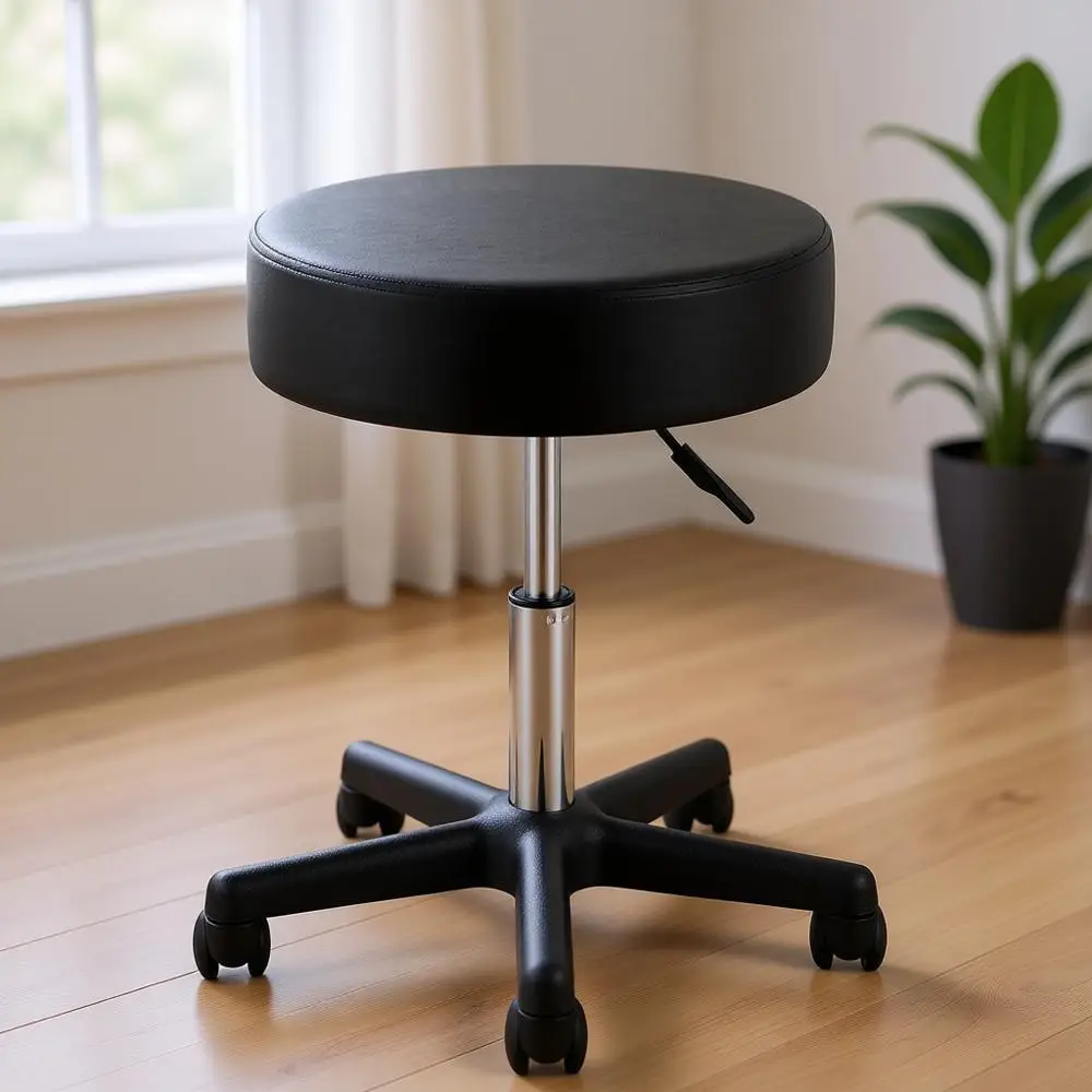 

Регулируемый по высоте поворотный стул с грузоподъемностью 180 кг и толстой подушкой для дома, офиса и медицинского использования