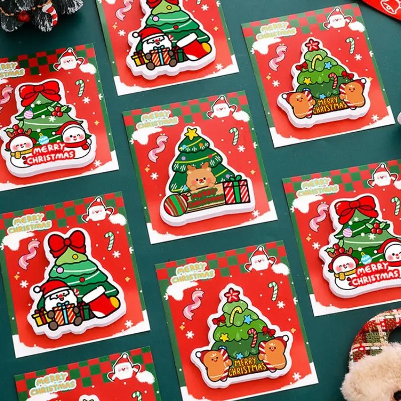 5/10Pcs Weihnachten Post-it Hinweis Nette Cartoon Weihnachten Baum Nachricht Sticky Note Student Schreibwaren Memo Pad Schule liefert Geschenke