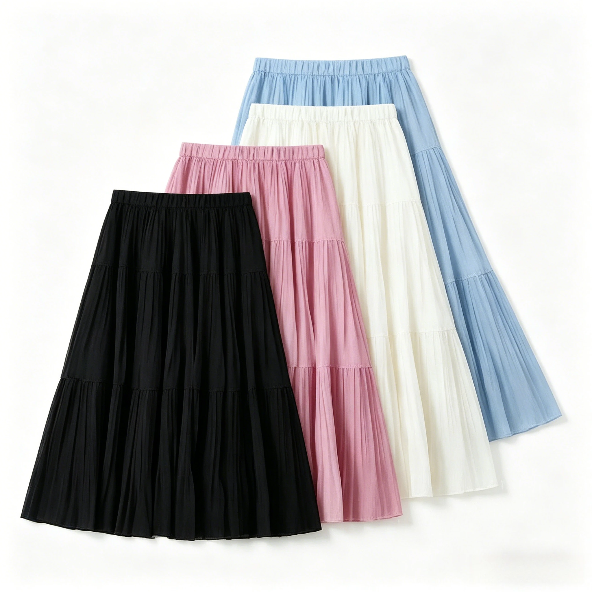 

Teen Girls Chiffon Pleated Skirt Elastic Waist A Line Flowy Casual Long Skirt Kids Daily Wear School Party Beach Play Outfits