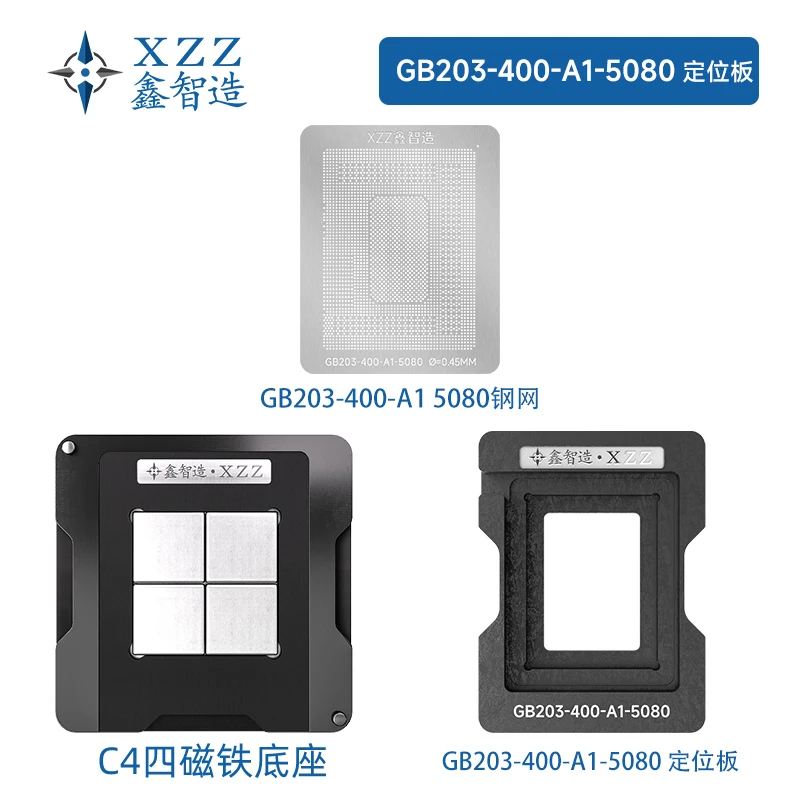 XZZ solder paste/ball stencil for RTX5080 GB203-400-A1 Direct heating BGA reballing stencil template Tin planting platform