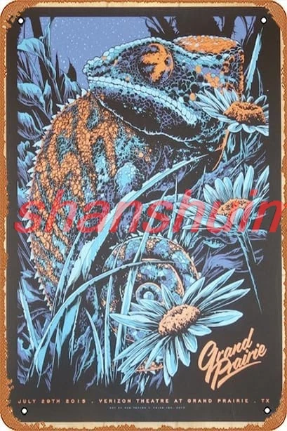 Metal Sign Poster 2015 Phish Grand Prairie Silkscreen Concert Poster 8 x 12 Inches Fun Decorative Sign Outdoor Plaque ADS