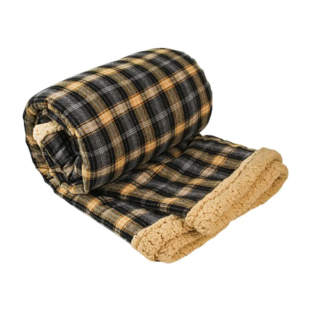 Waterproof Picnic Mat Thickened Rest Sherpa Winter Warm Plaid Camping Mat Air Conditioning Blanket Car Travel Camping Blanket