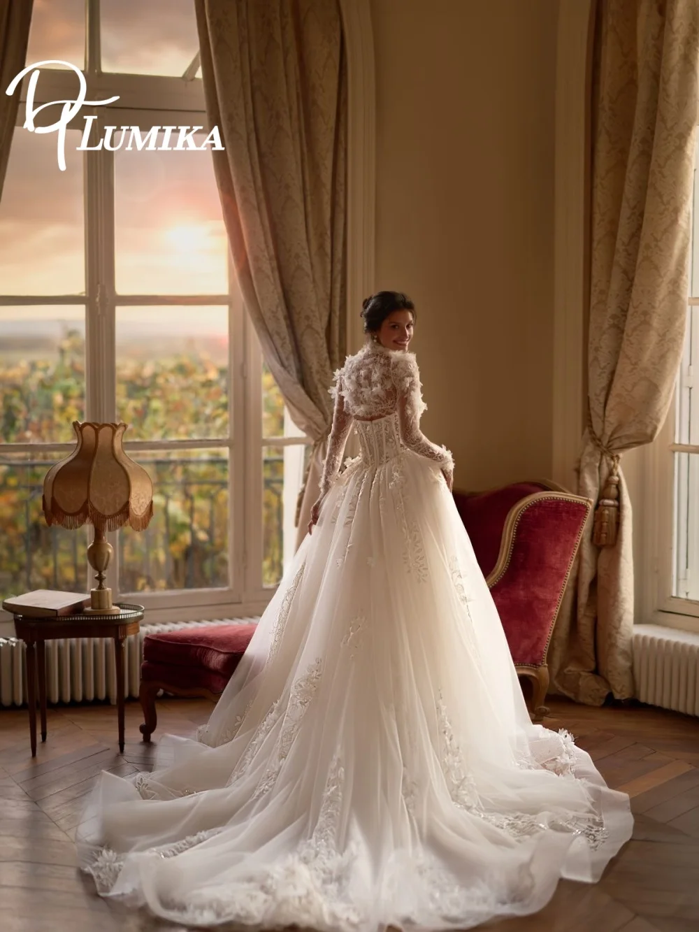 Vestido de noiva elegante com apliques, vestido de noiva elegante com apliques 3d, vestido de casamento romântico linha a até o chão personalizado