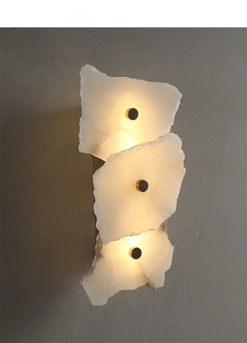 Natural Marble LED Wall Lamp Copper Novelty Lighting Sconce