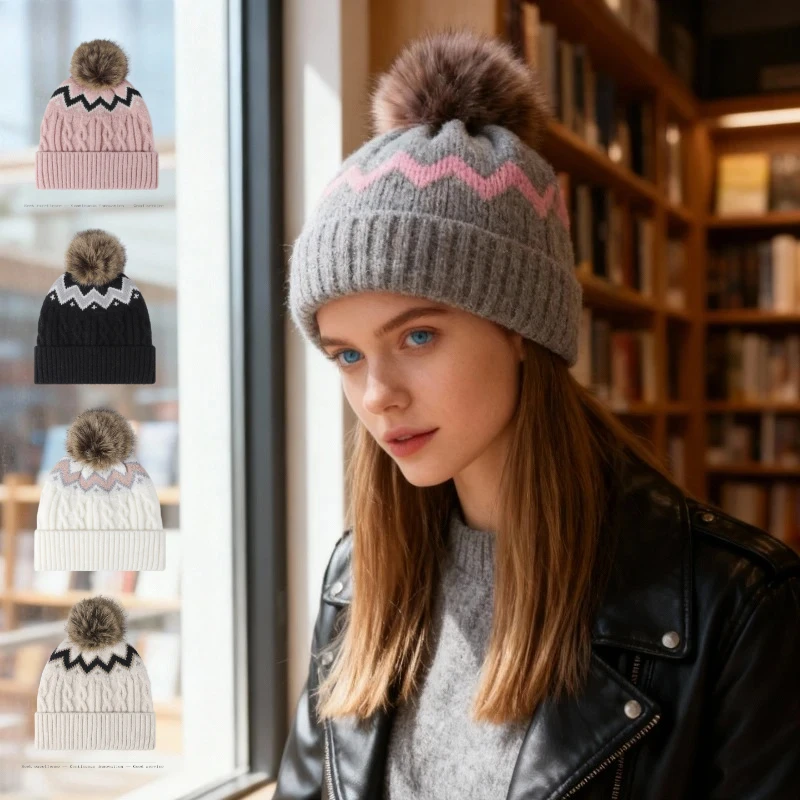 1 Stück Damen-Wintermütze mit Satin-Futter, Fleece-Strick-Schädel-Kappen für Damen, Seidenfutter, dicke, klobige Hüte, Totenkopf-warme Mütze für den Außenbereich