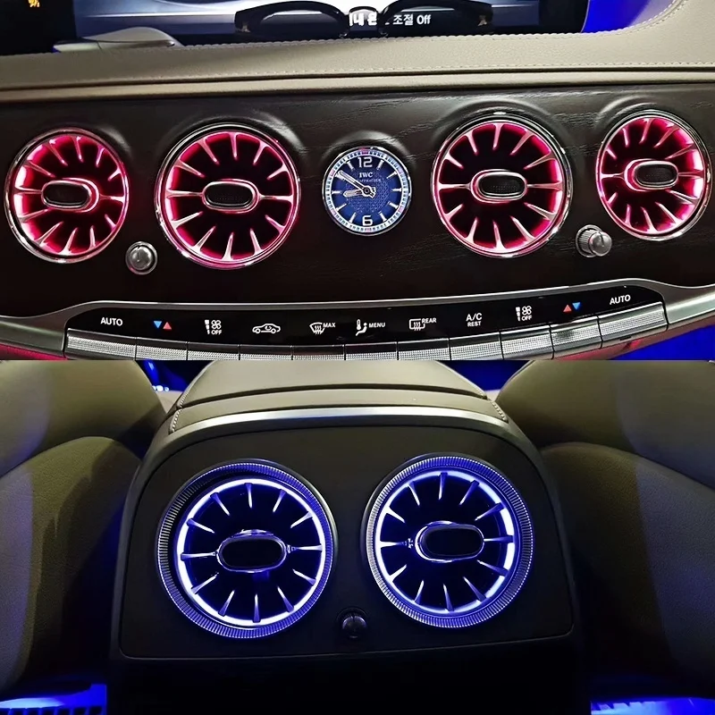 7/64 Color LED Turbo Air Conditioning Vent  Ambient Light For Mercedes-Benz S-Class W222 S400 S450 S320 S350 3D Rotary Speaker