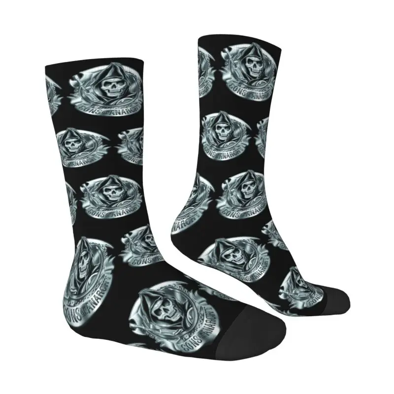 The Death Reaper Sons Of Anarchy Men's Crew Socks Unisex Novelty 3D Printed Dress Socks