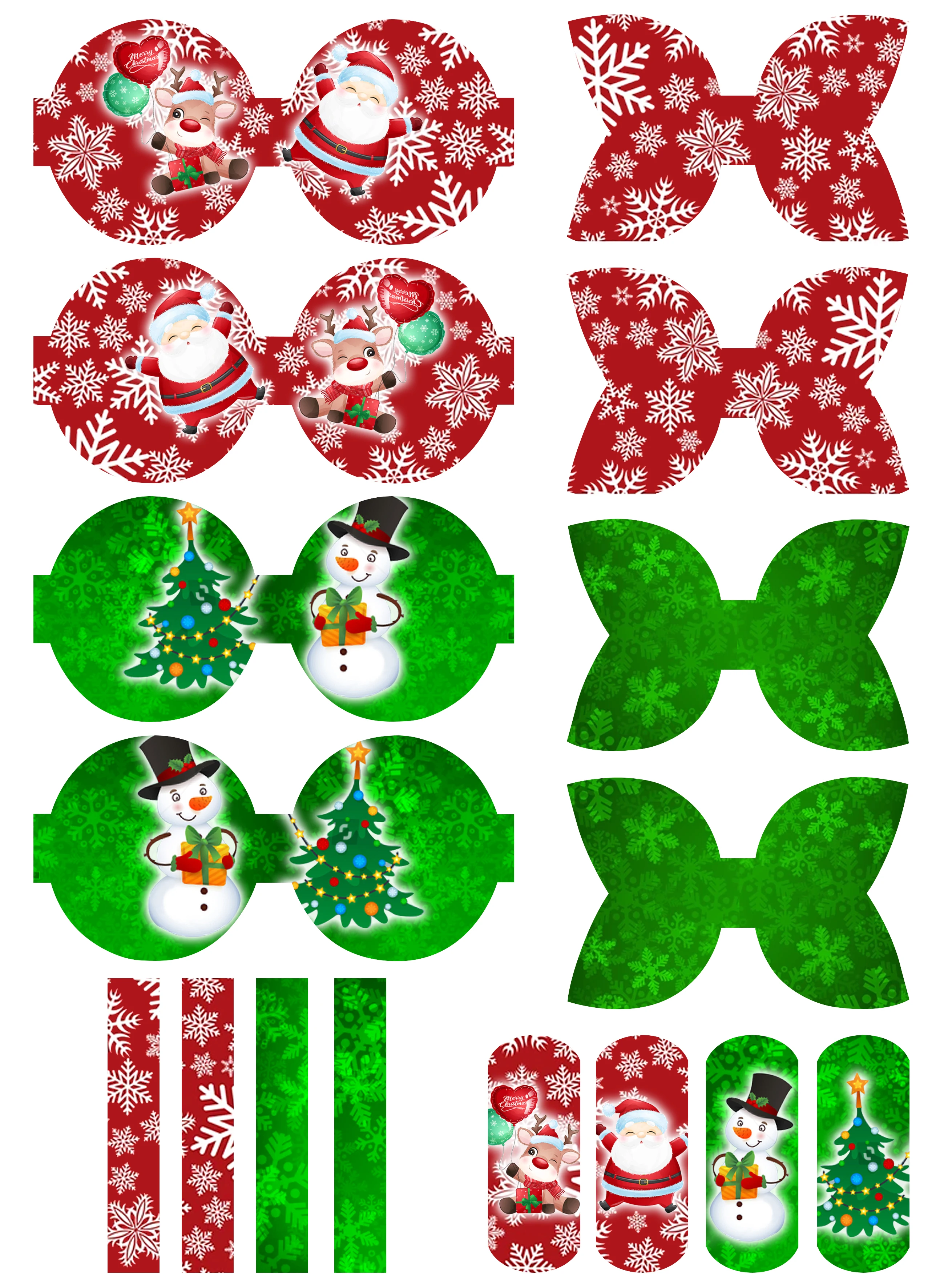 

Christmas Theme Santa Snowman Bowknot Shape Faux Leather Sheet 30x22cm Crafts DIY Handmade Kids Hair Bow Materials Decoration