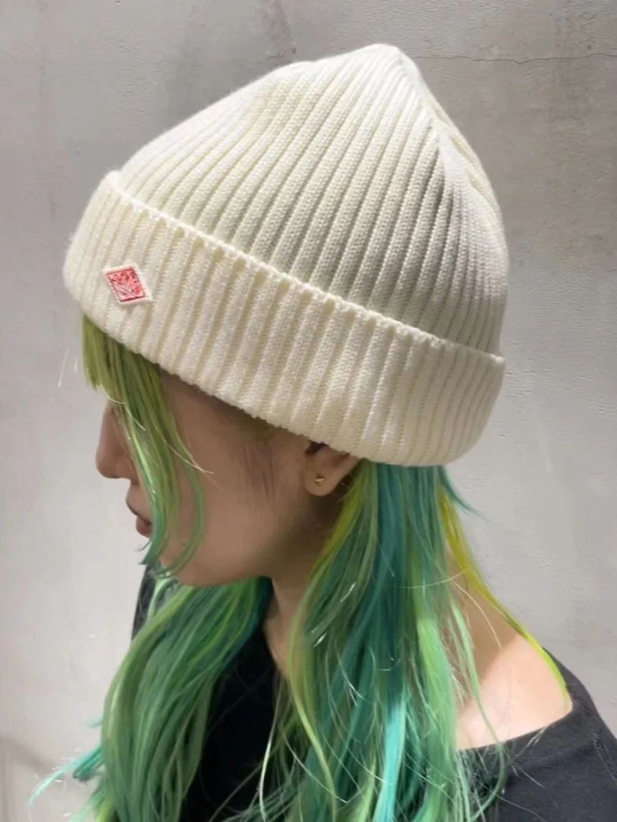 Orders Exported to Japan  Cool Pure Wool Woolen Cap Knitted Hat All-Match Warm Solid Rib Hat Multi-Color Spring and Win...