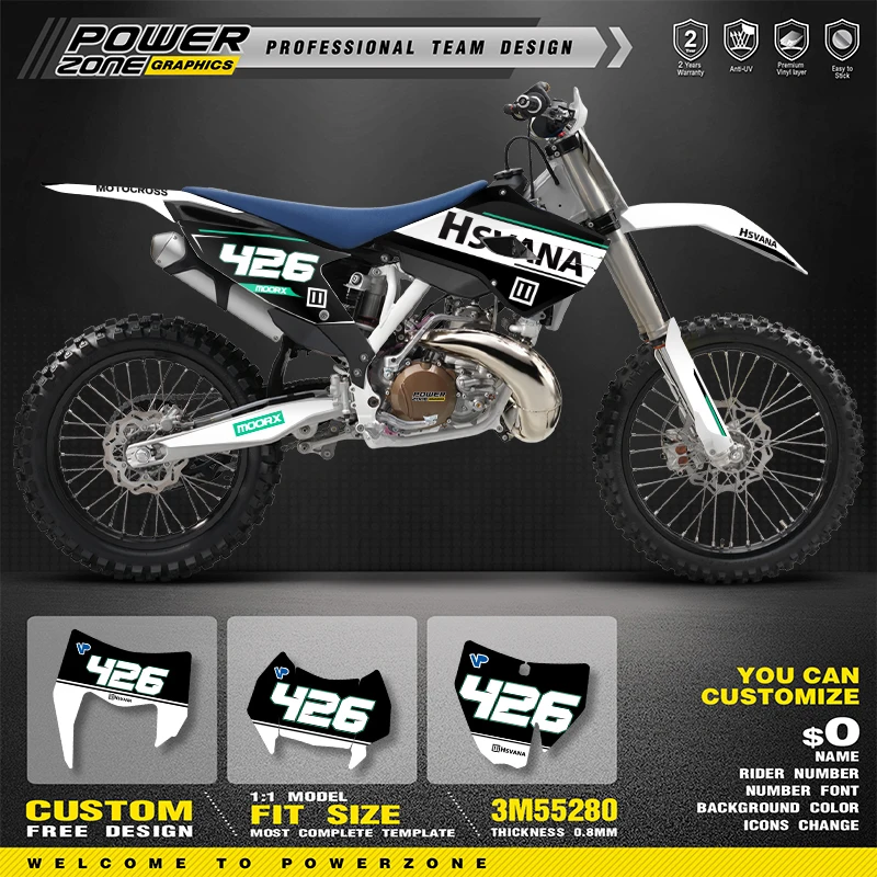PowerZone Custom Background Graphics Decals Stickers Kit For Husqvarna Decal  2014-2015 TC FC 2014 2015 2016 TE FE 125-450CC 10