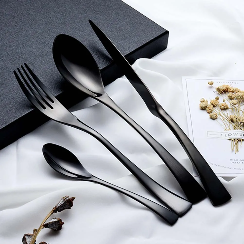 

1Pcs Black Stainless Steel Table Fork Fine Grinding Exquisite Technology Food Serving Fork Western Dinner Cutlery for Hotel