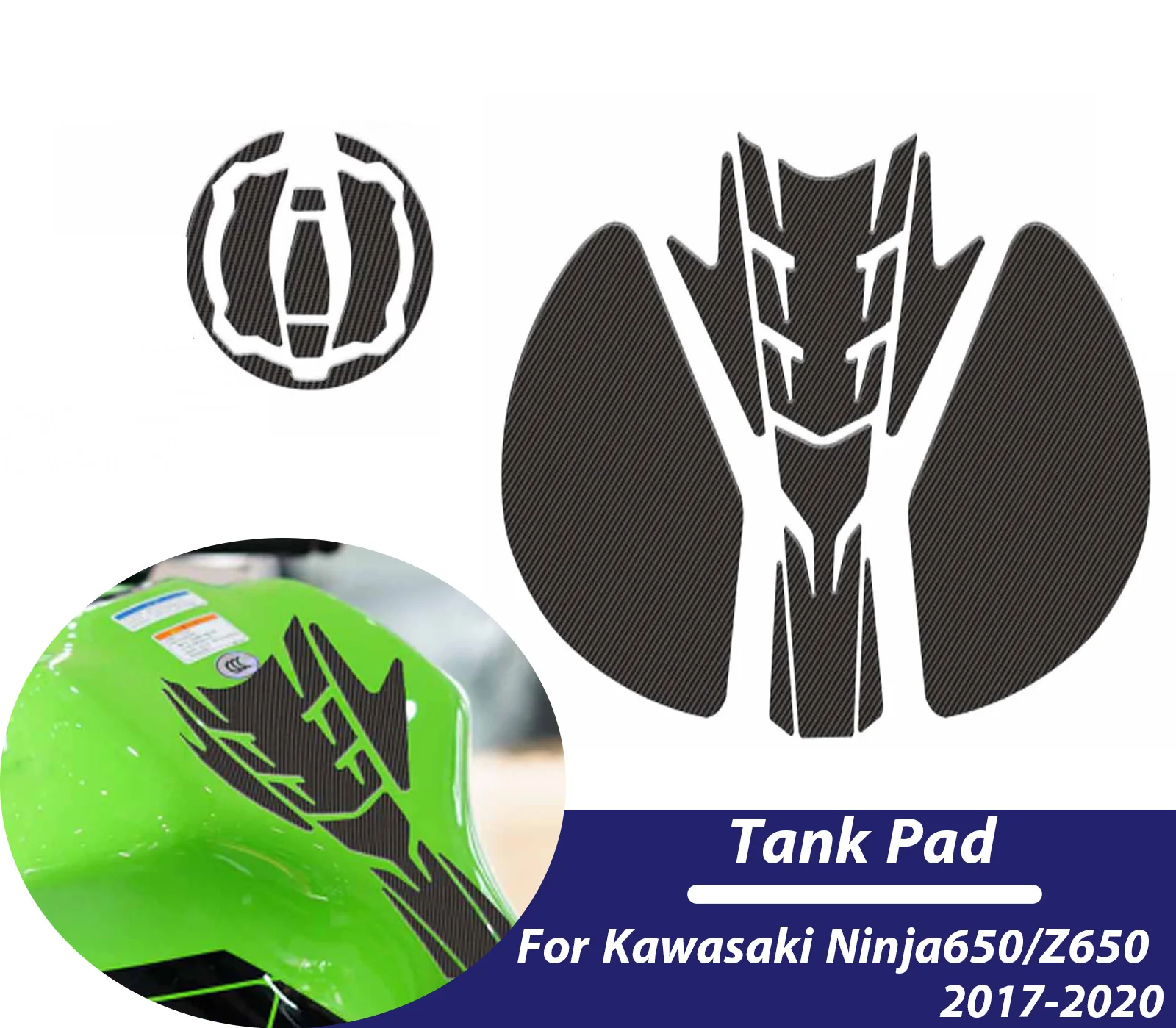 

For Kawasaki Ninja650 Z650 2017-2020 Motorcycle Tank Traction Side Pad Gas Fuel Knee Grip Decal Protect Sticker Accessories ﻿
