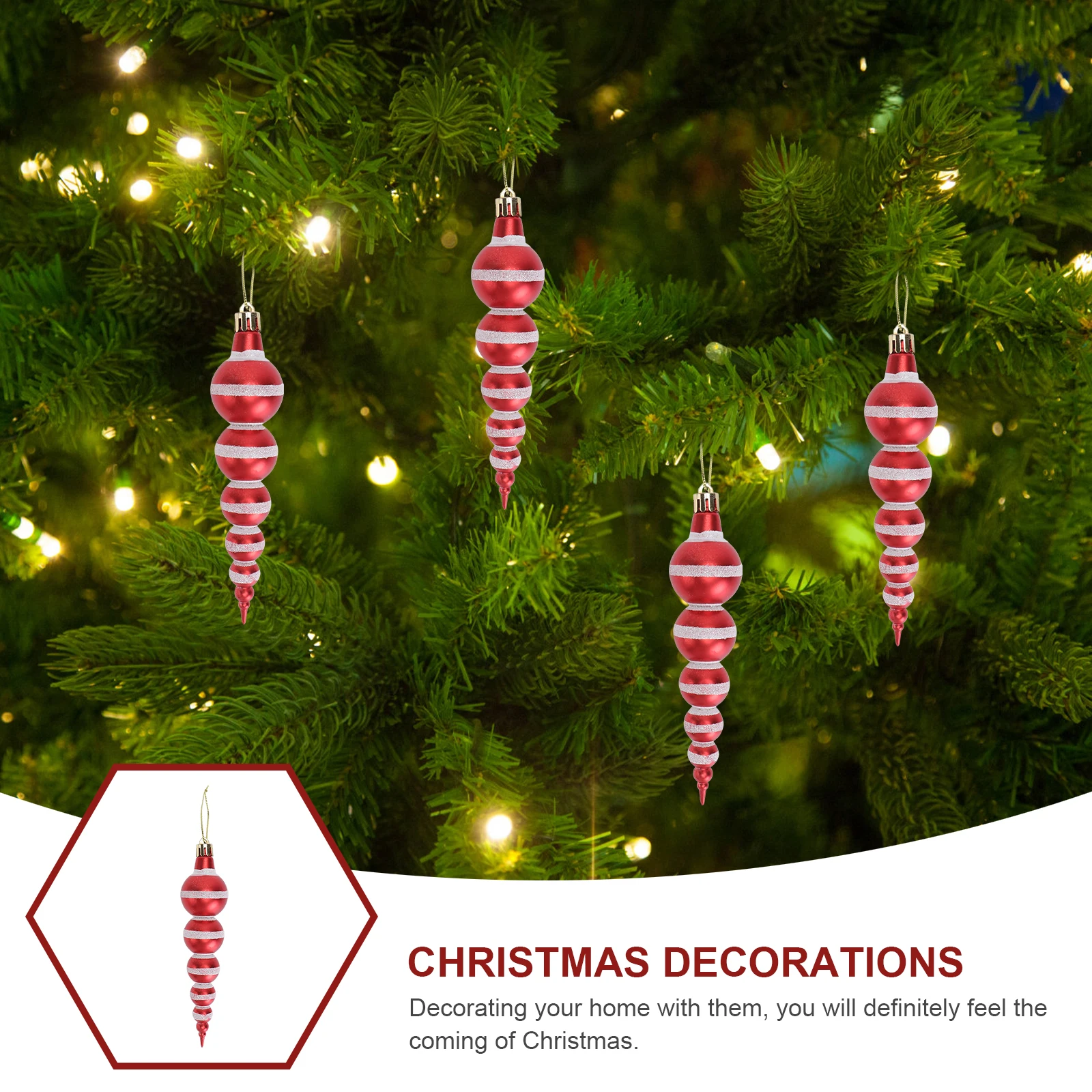 

12 Pcs Christmas Ball Pendant Gourd Shaped Baubles Holiday Ornaments Decorative Hanging Tree Decorations Cream