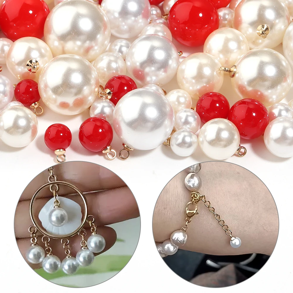 10/20 Stück 3-20mm ABS Imitationsperlen-Anhänger Runde Kugelanhänger für DIY Handgemachte Weihnachts-Ohrringe Halsketten Schmuckherstellung – Detail 3