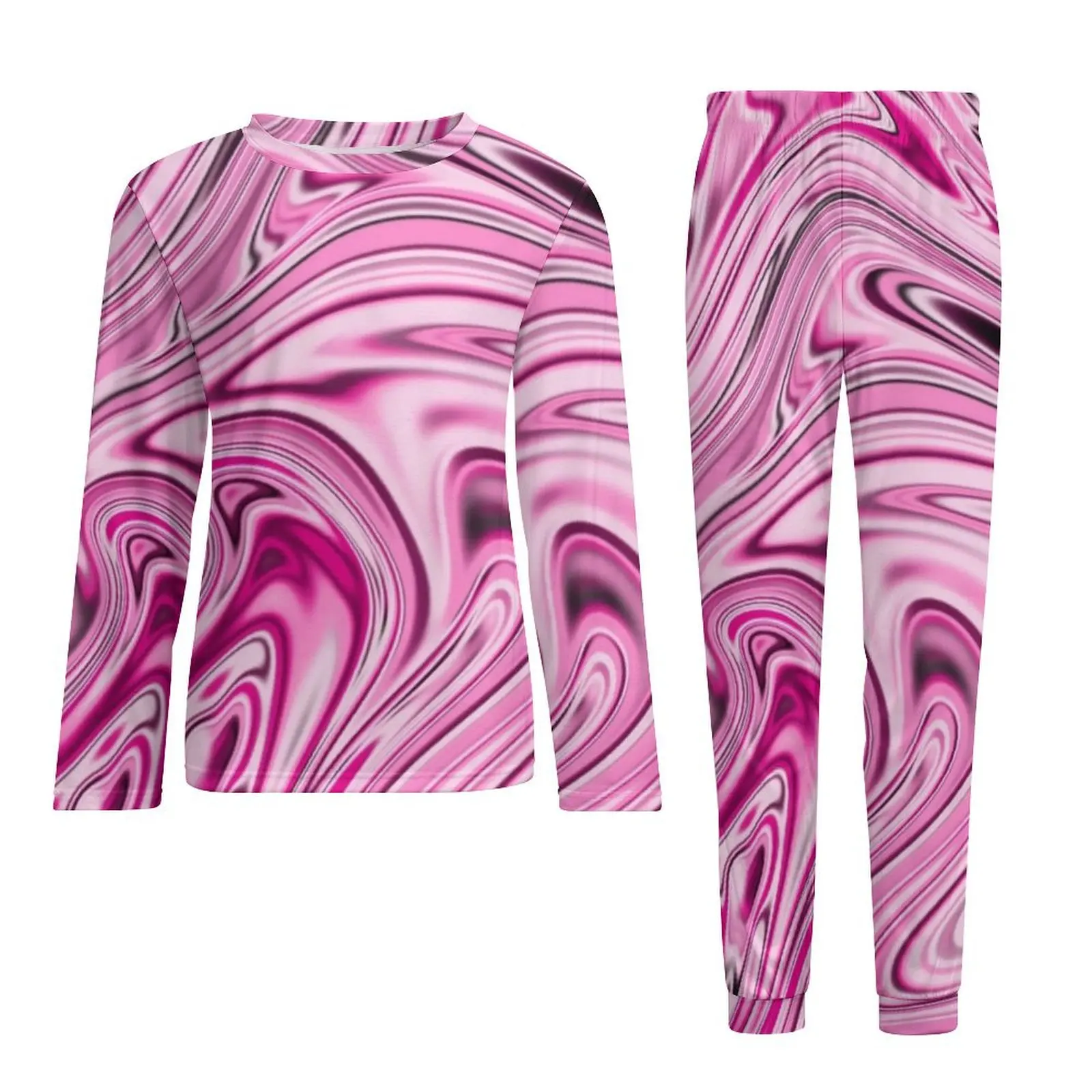 Vloeibare marmeren pyjama lange mouwen abstracte kunstprint 2-delige casual pyjama set lente man bedrukt mode oversized thuispak