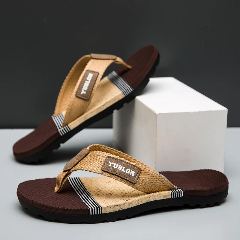 

YRZL Men Slippers Comfortable Slides Sandals Non-Slip Flip Flops Lightweight Beach Shoes Casual Outdoor Breathable Men Slippers