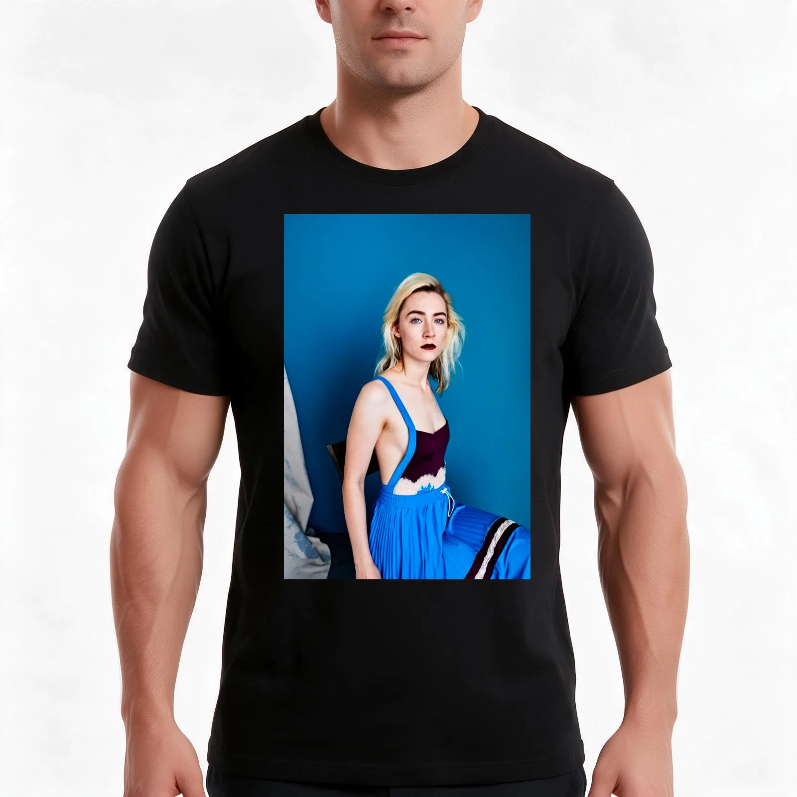 saoirse ronan T-Shirt, Summer Casual Cotton Tee, Oversized Streetwear Tops, Vintage Graphic Print, Loose Fit Short Sleeve