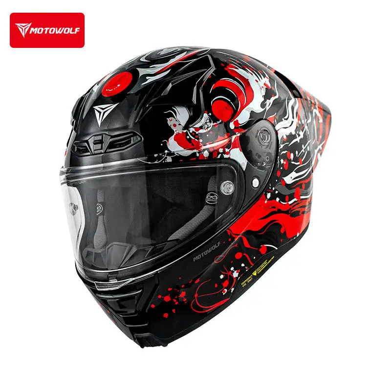 Motorcycle Helmet Men's and Women's Locomotive Full Helmet Lightweight Four Seasons DOT Certification Street Bike Racing Helmet