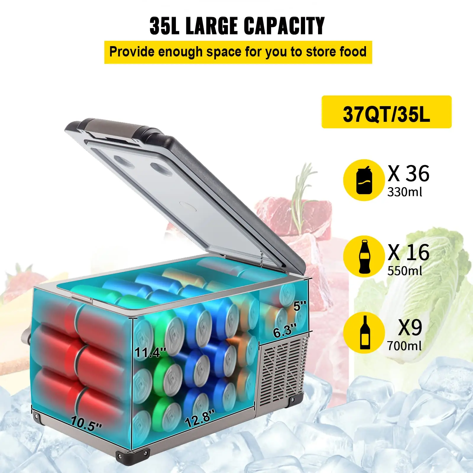 Portable Refrigerator 45L Refrigerator App Control Car Refrigerator Dual Zone with 12/24v DC & 110-240v AC for car or Home Use