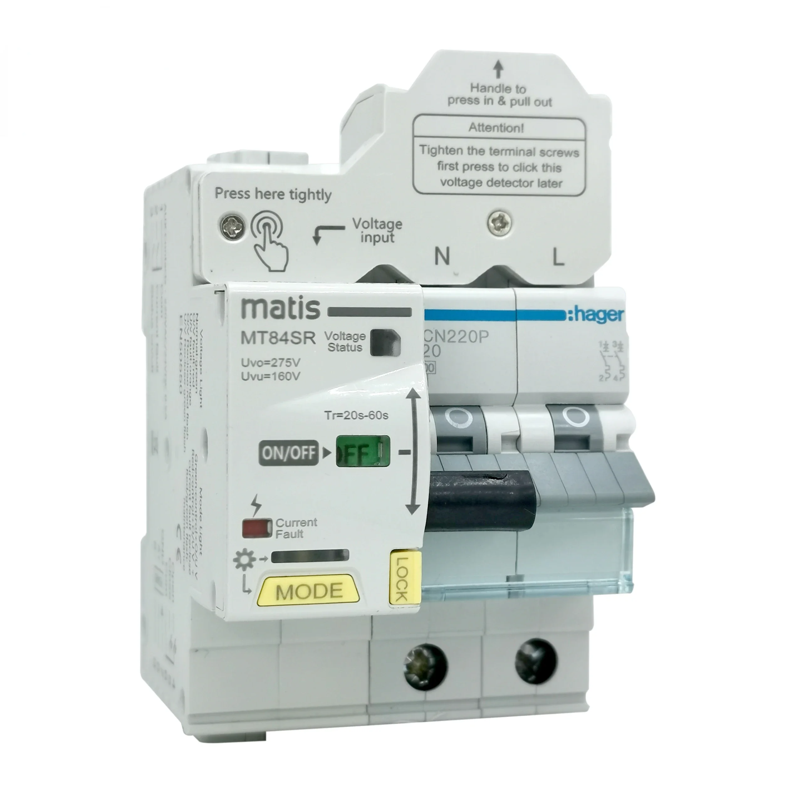 Matismart MT84SR over under voltage protection recloser match 1P 25a mcb breaker