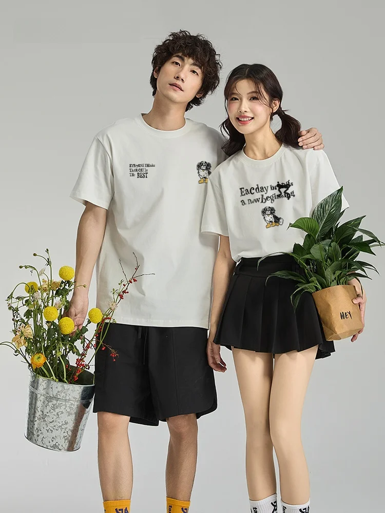 

Tryforlove Couples Loose Short Sleeve T-Shirts Men's Women's Summer Casual Creative Design Cotton Comfortable Breathable