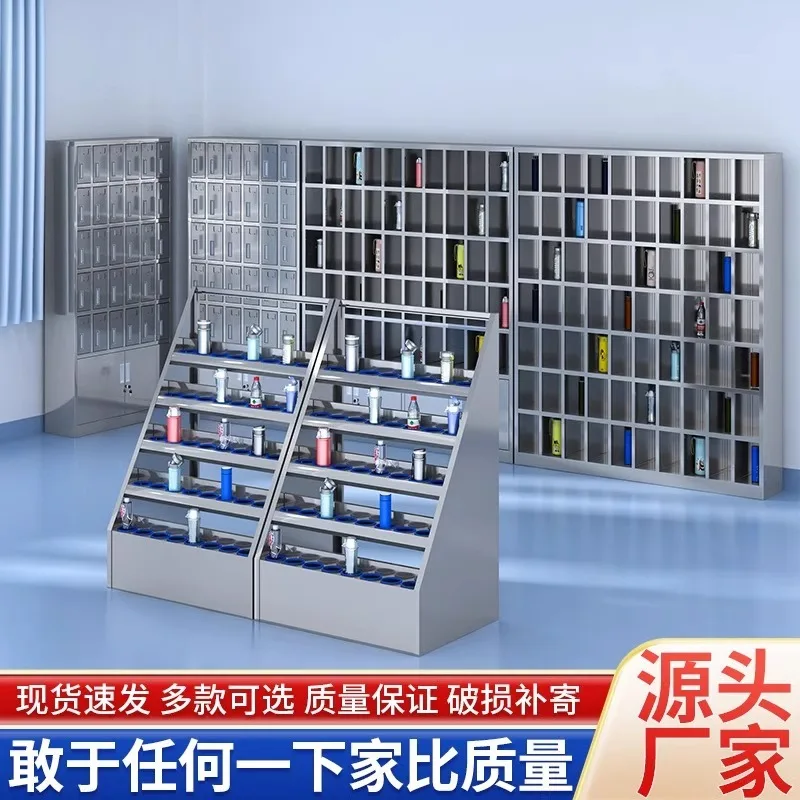 Stainless steel water cup cabinet workshop staff multi-grid water cup holder, tea room, tea cup placement cabinet, factory stora