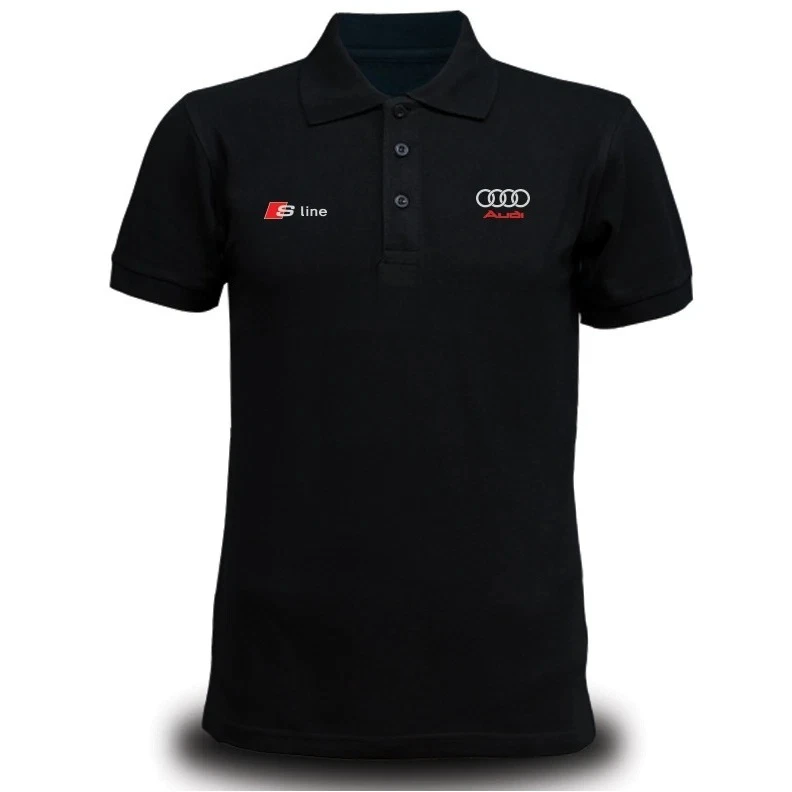 

Genuine Audi S Line Car Racing Team Streetwear Motorsport Black Men Polo Summer Trendy Cotton Top European American