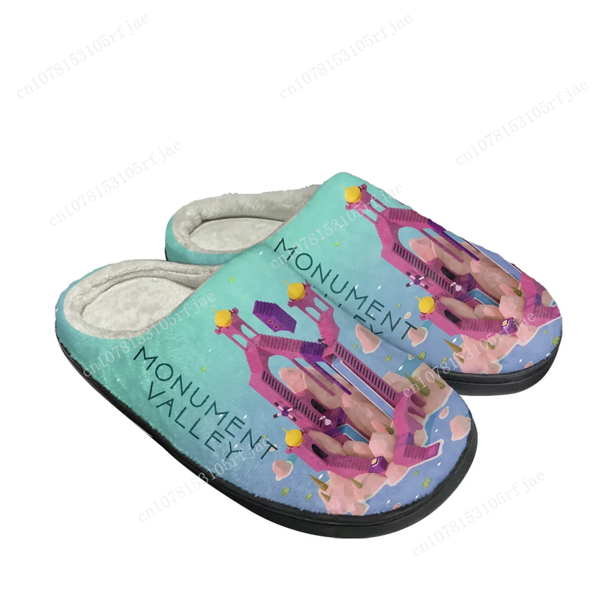 

Monument Valley Home Cotton Slippers Hot Cartoon Game Mens Womens Plush Bedroom Casual Keep Warm Shoes Tailor Made Slipper