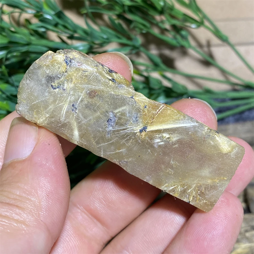 Rough Raw Stone Natural Gold Rutilated Gemstone Quartz Hair Crystal Feng Shui Mineral Energy Healing  Home Decor Palm  Gift