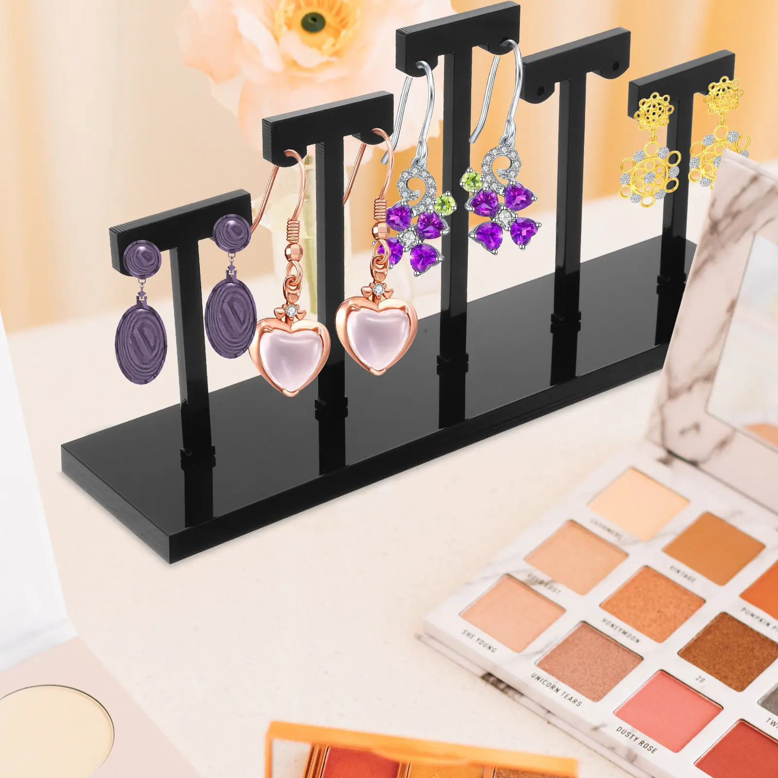 Premium Acrylic Earring Stand Multi Tier Desktop Display Holder for Studs Hoops Dangles Organize Store Sell Jewelry Accessories