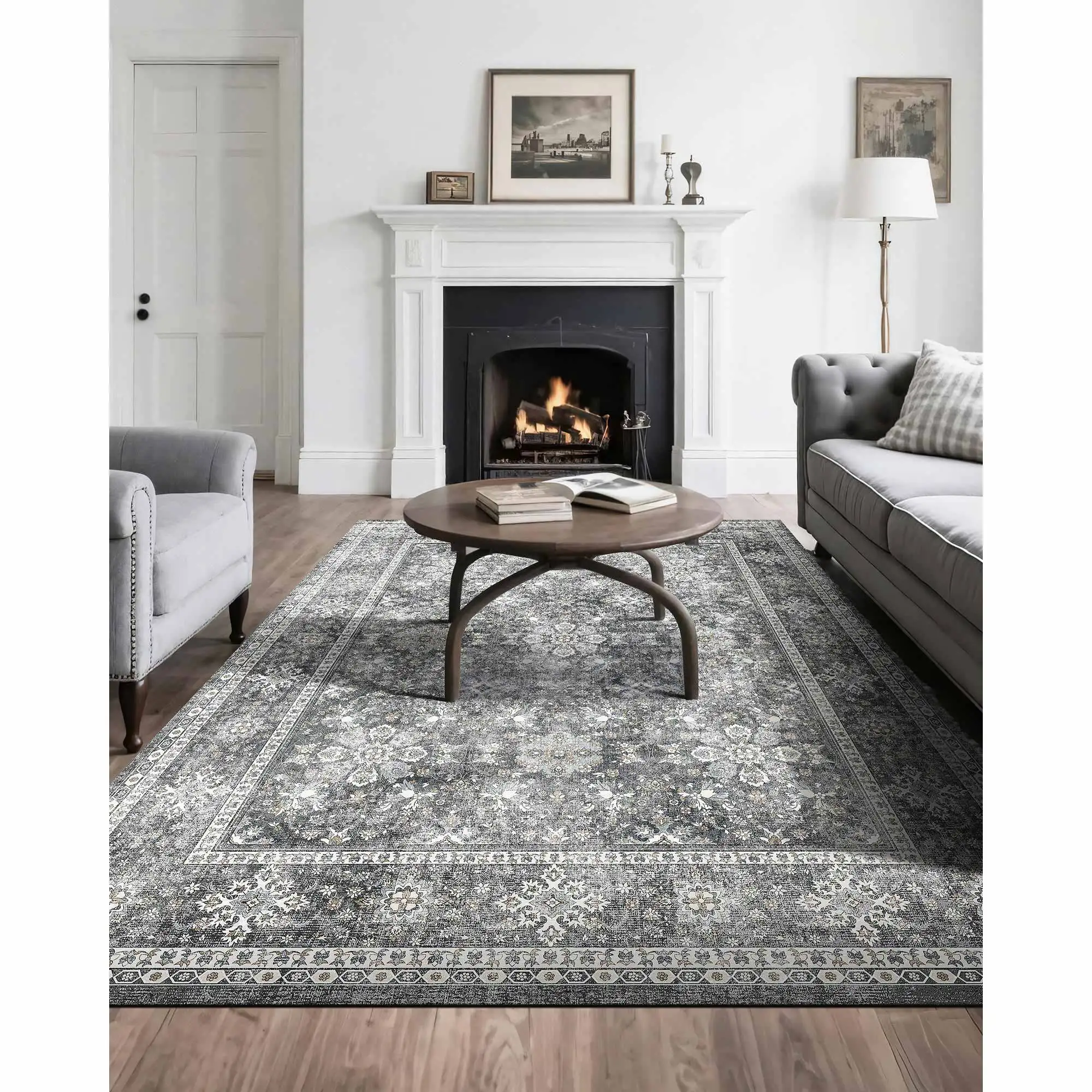 SucceBuy Area Rug Large Washable Rug Non-Slip and Tear-Resistant Soft Carpet Indoor Mat for Bedroom Living Room Kids Room Office