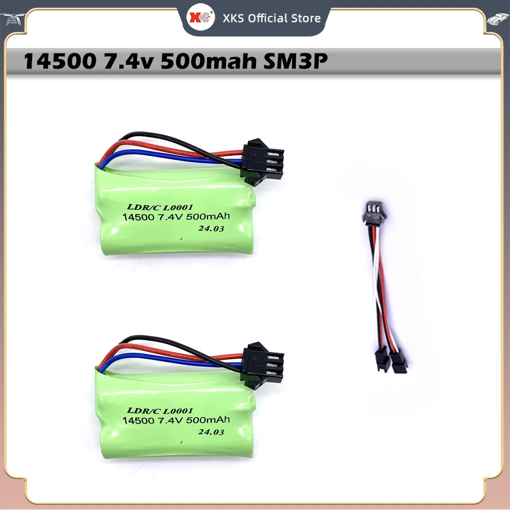 Batterie Lipo 2S pour voiture RC, 7.4V, 500mAh, pour MN45, WPL, D12, D90, bateau, odor, avec chargeur, accessoires 14500