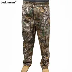 Men's spring autumn Multi-pockets cargo pants full cotton breathable bionic camouflage hunting fishing pants comfortable