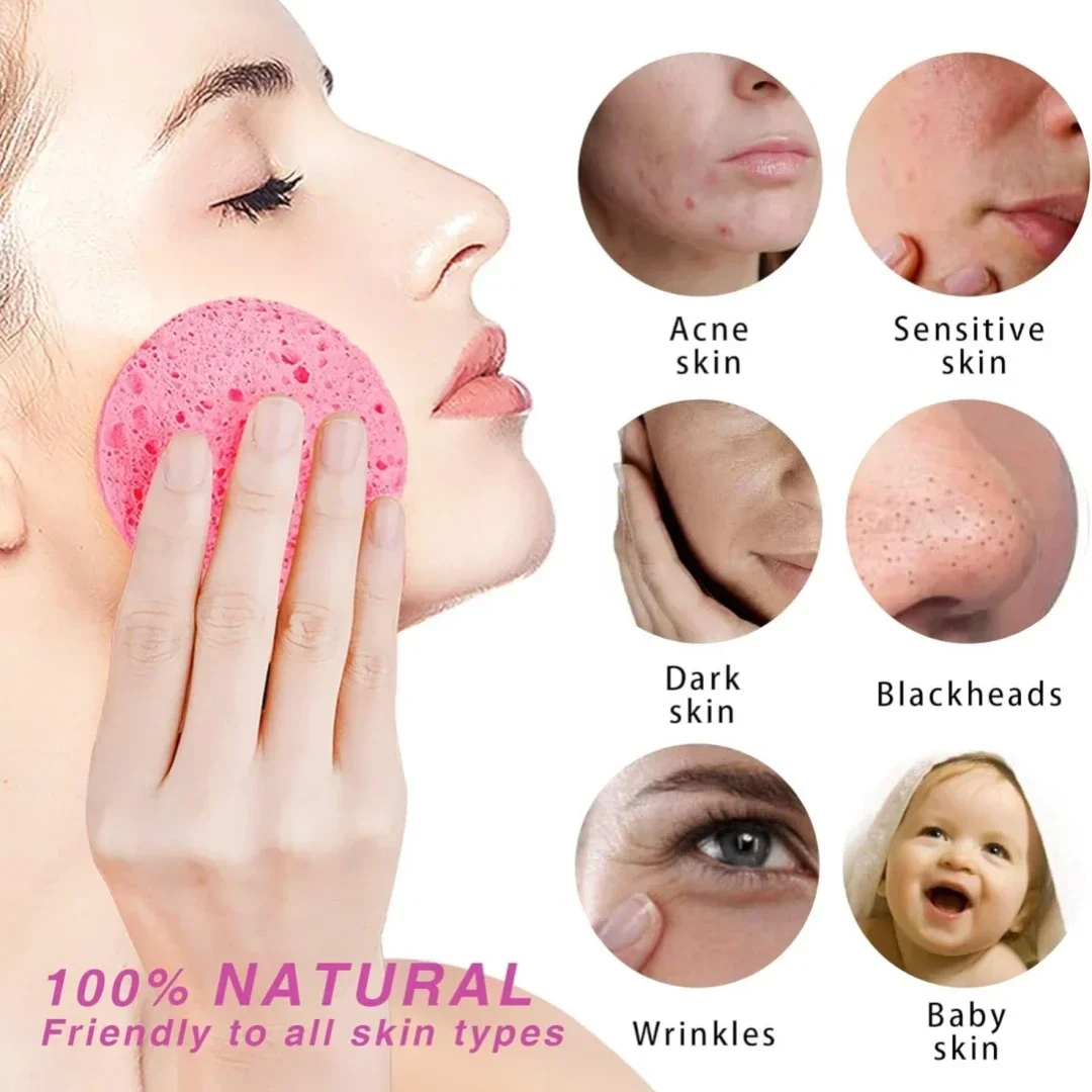 50-1000PCS Compress Face Wash Puff Natural Wood Pulp Sponge Face Wash Puff Foaming Cosmetic Puff Face Cleansing Sponge