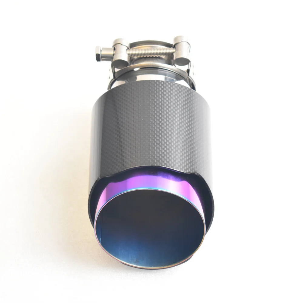 RE 1 قطعة كاتم صوت من الفولاذ المقاوم للصدأ ذو ذيل من ألياف الكربون مع سطح أملس وبطانة داخلية أرجوانية لتعديل السيارة