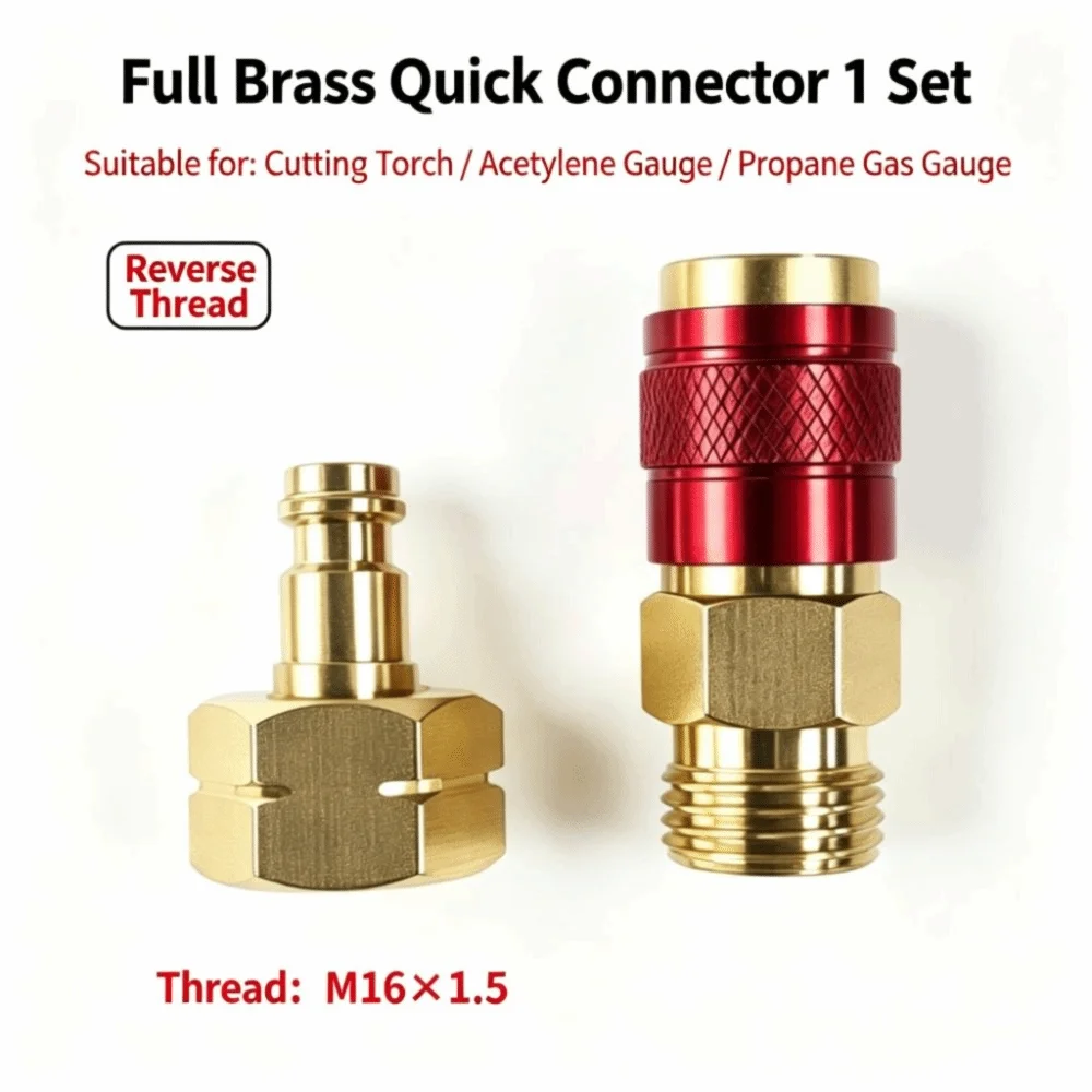 Copper Alloy Gas Hose Quick Connector Heavy Duty Quick Release Gas Coupler Set Knurled Grip Threaded Connection