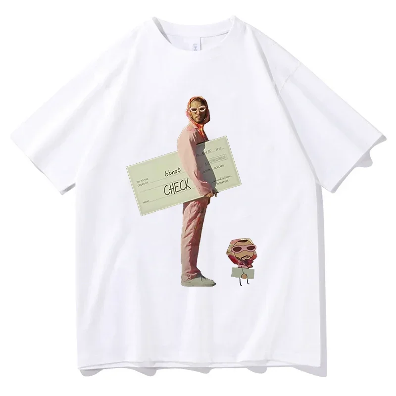 

2025 New album Summer Men's Bbno $Check print 100% pure cotton fashion retro Harajuku high-quality clothing fan T-shirt