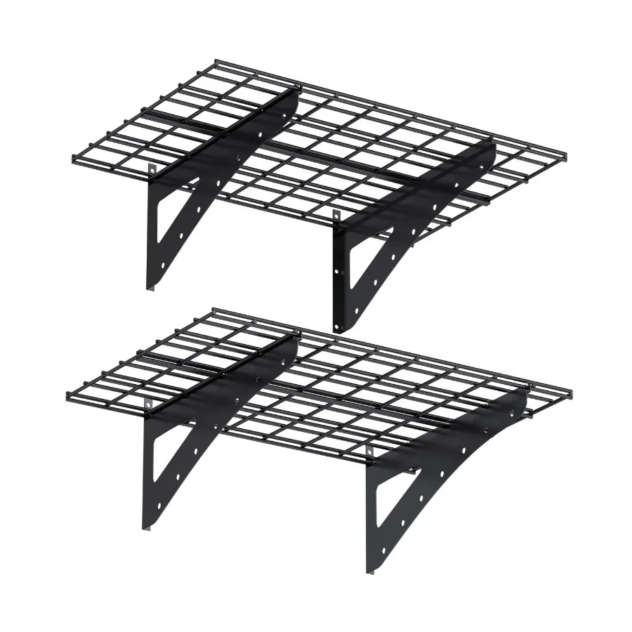 

23.635.4 Inch Wall Mounted Wall Shelf for Garage Heavy Duty Wall Shelf Supermarket Storage Shelf Black 2Pack